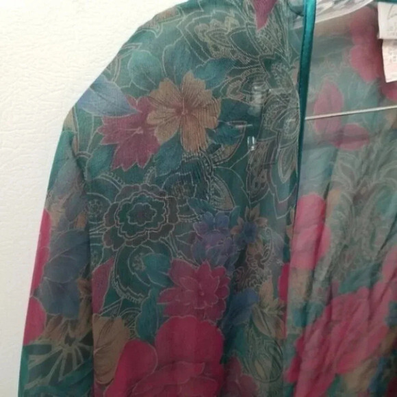 Vintage Linda For La Senza Floral Long Kimono Robe Semi Sheer - Picture 6 of 14